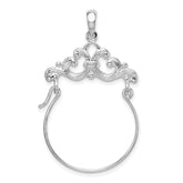 De-Ani Sterling Silver Rhodium-plated Polished Scroll Design Charm Holder